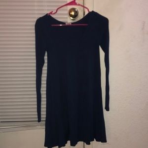 Garage long sleeve navy v neck dress